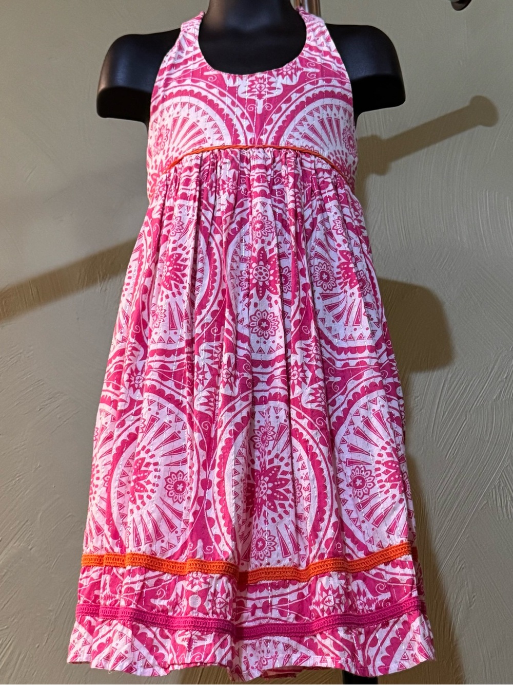 The Children’s Place Girls Pink White Medallion Halter Sundress Size 6 (Small) - Picture 12 of 12